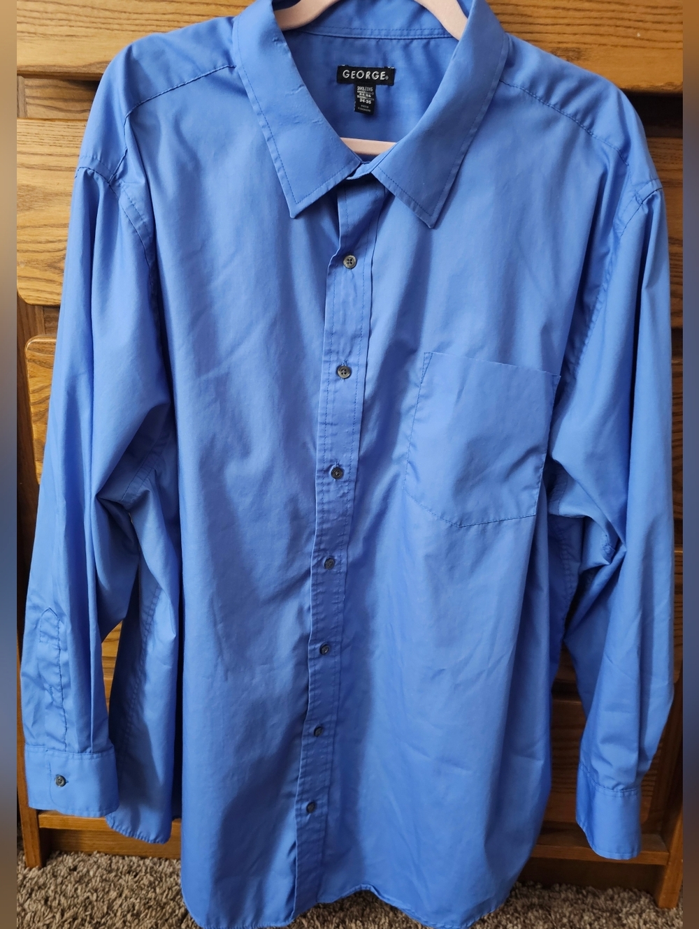 George Men's Casual Shirt Blue Button Down Long Sleeve Size 3XL